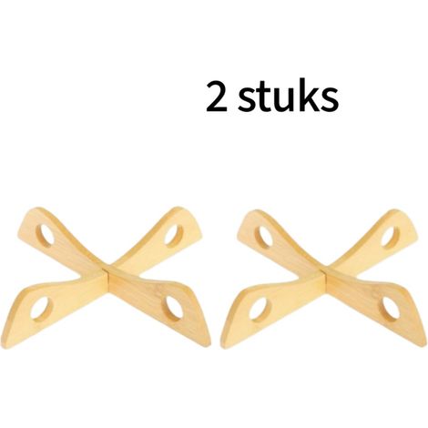 Lot de 2 supports à casseroles en bambou 20 x 20 x 4 cm avec structure en croix résistants à la chaleur et antidérapants couleur naturelle (1/5)