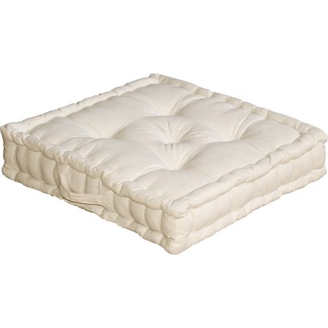 Coussin de Sol 50 x 50 x 10 cm SWIMCOOL 100% coton coloris ECRU