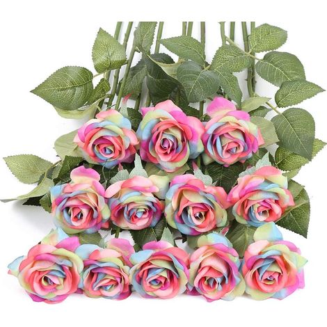 Décoration inaltérable, tiges en plastique recouvertes de fil de fer, fleur artificielle aspect soie pour bouquets de mariage champêtres.-AquaForge (1/5)