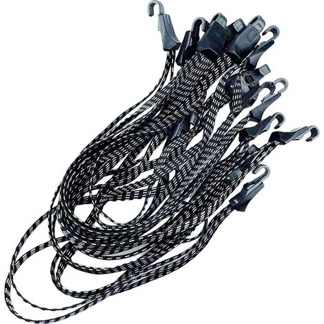 Lot de 20 sangles de 65 cm pour porte-bagages de vélo Sangles de tension pour porte-bagages Cordons élastiques pour porte-bagages de vélo Sangles à 2 crochets Sangles noires et blanches - Sangle e (1/5)