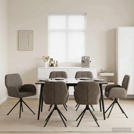 vidaXL Sillas de comedor giratorias 6 uds. Cuero de Suede Sintético (1/5)
