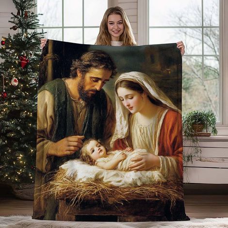 Couverture En Flanelle - Motif Religieux Jésus-Christ - 100 x 70 cm - Pour Canapé Lit Ou Décoration Intérieure - 1 Pièce (1/5)