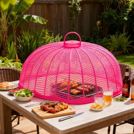 Wiederverwendbarer Insektenschutz aus PP für Speisen im Freien, dünner 0,2 cm Schutzstab für Picknicks, 40 g, Rosa/Verschiedene Farben (1/5)