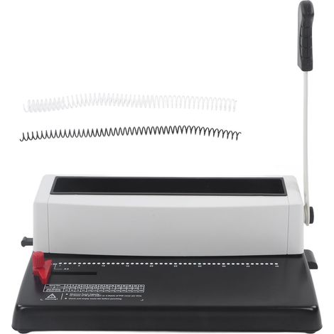 Machine à relier à bobines en spirale, poignée humanisée, perforateur de trous ronds, reliure à fil pour format de lettre (1/5)