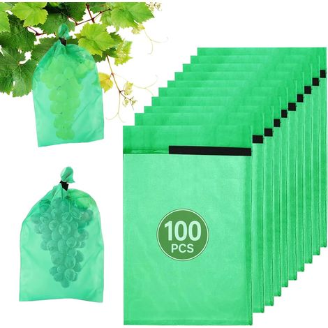 Sachet Protection Raisin 100 Pièces: Organza 20 x 30 cm Sac protection fruits avec cordon pour jardin, vigne, raisin, pommes, tomates, cerises et petits fruits (1/5)