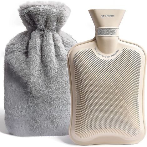 Bouillotte avec housse, bouillotte de 2 l avec housse amovible et peluche douce (1/5)