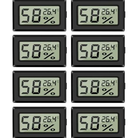 Set of 8 mini hygrometer thermometers, digital indoor humidity gauge monitor with temperature sensor for cars, greenhouses, home offices, Celsius (°C)