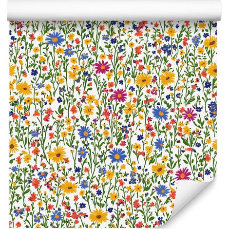 Papel pintado Flores Silvestres Lima y Beige para Salón y Dormitorio 50x1000 cm (1/5)