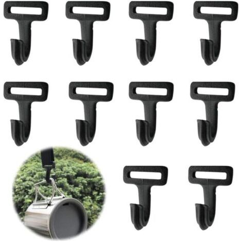 Crochet de tente en plastique extérieur crochet de corde de poteau boucle de tente crochet de bâche de tente adapté pour auvent de tente crochet multifonctionnel camping noir 10 pièces (1/5)