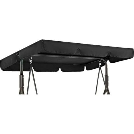 Telo di ricambio per altalena da giardino a 3 posti, impermeabile, antivento, resistente ai raggi UV, robusto e antistrappo (nero, 195 x 125 x 15 cm) (1/4)