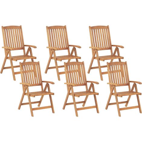 Gartenstuhl 6er Set JAVA Akazienholz Hellbraun