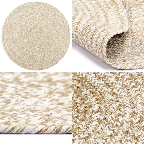 Tapis fait à la main Jute Blanc et naturel 90 cm - Tapis De Jute - Tapis Artisanal - Tapis Naturel - Tapis Bohème - Décoration Intérieure - Home & Living (1/5)