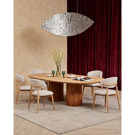 Lote de 2 sillas de comedor 54 x 54,5 x 82 cm de madera natural tapizadas - MEUBLIV (1/5)