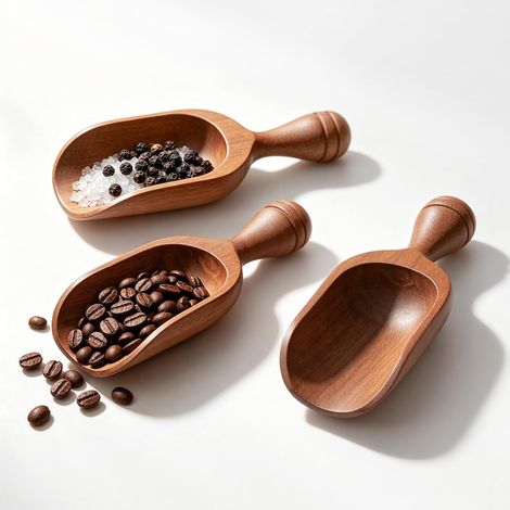 3 Pièces Cuillère à Café en Bois Naturel, Mini Cuillère Doseuse pour Bocaux, Cuillère de Cuisine Polyvalente pour Café, Avoine, Poudre, Sel de Bain (1/5)