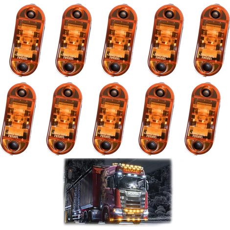 Feu de Gabarit Remorque,LED Étanches Feux Position Latéraux 12/24V pour Camion Caravane Contour Jaune (1/5)