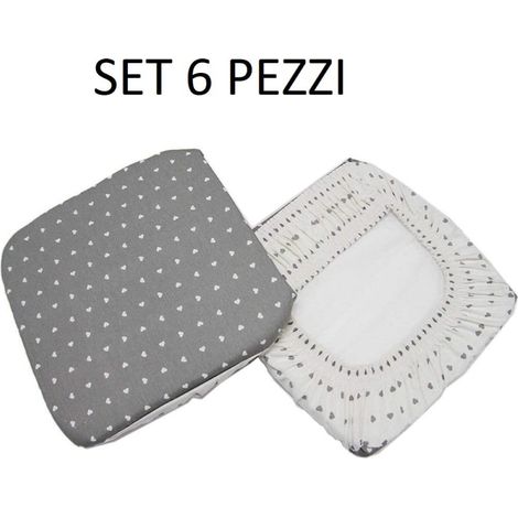 Cuscino Coprisedia Mollettone imbottito con fascia elastico GRIGIO FANT.CUORE SET 6 PEZZI