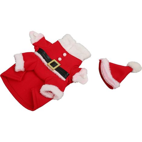 Costume de Noël pour chien, chaud, mignon et doux pour la peau, avec chapeau, idéal pour les fêtes et les occasions spéciales (rouge). (1/2)
