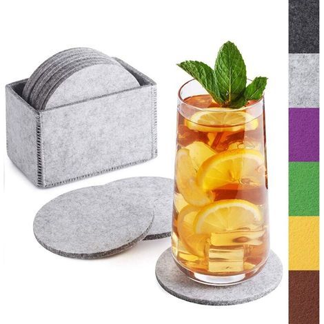 Runde Filzuntersetzer für Gläser – 10er-Set in einer Box – hellgraue Designer-Untersetzer für Getränke, Tassen, Bar und Gläser – Hochwertige Filz-Tischuntersetzer (1/4)