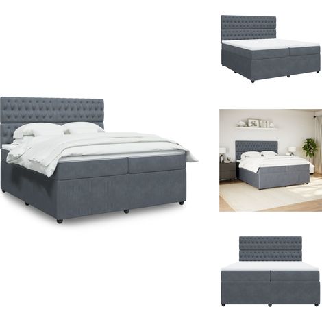 Sommier à lattes de lit et matelas Gris foncé 200x200cm Velours - Sommier À Lattes De Lit - Sommiers À Lattes De Lit - Lit - Meuble De Chambre À Coucher (1/5)