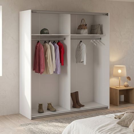 Guardarropa Grande Isabeau, Armario Dormitorio 2 Estantes, 59x200h cm Blanco (1/5)