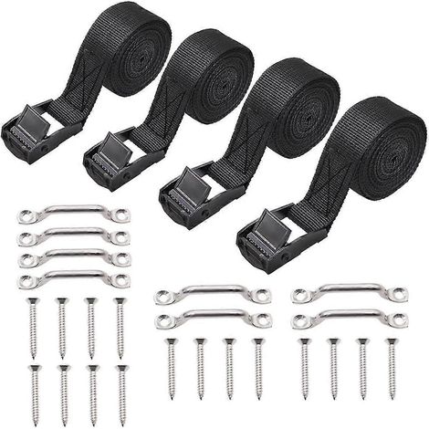 Kit de sangle d'arrimage pour batterie de 2,5 cm x 1,2 m avec boucle à came en acier inoxydable, support et vis pour bateaux (1/5)