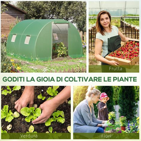 Serre de jardin 3x3x2 m vert avec bâche en polyéthylène, fenêtres latérales et porte battante, abri de culture spacieux (1/5)