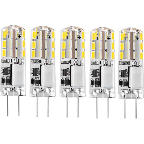 5er-Pack G4 12V LED-Lampen, Tageslichtweiß 6000K, 1,24W AC/DC 12V, Ersatz für 20W Halogenlampen, G4 Bi-Pin-Sockel, Typ JC, nicht dimmbare Energiesparlampe [Energieklasse C] (1/5)
