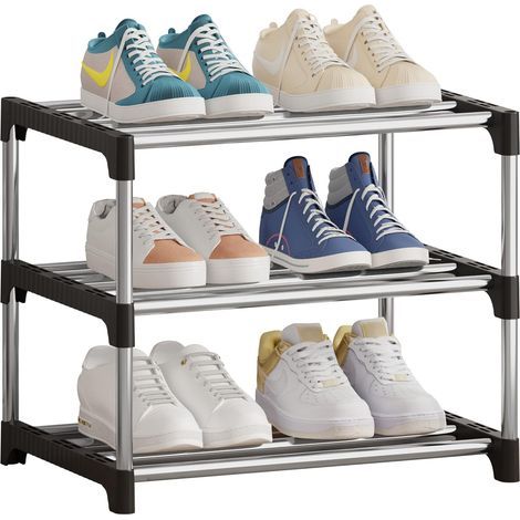 Petit meuble à chaussures empilable à 3 niveaux, rangement pour chaussures, meuble à chaussures léger (1/5)