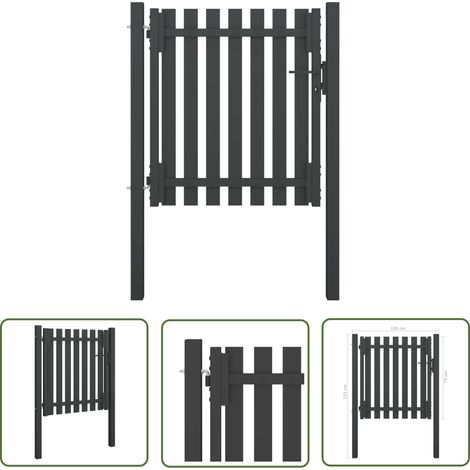 The Living Store Gartentor Stahl 1x1,25 m Anthrazit - Gartentor - Stahltür - Metalltor - Zaunteil - Abschließbares Tor (1/4)