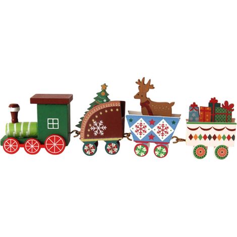 Ornement de train de Noël en bois de 22 cm