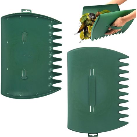 Lot de 2 balayeuses à feuilles portables (vertes) compatibles avec le jardin, la cour et le ramassage des feuilles. Équipées de griffes, elles conviennent aux feuilles, aux débris et à l'herbe. (1/5)