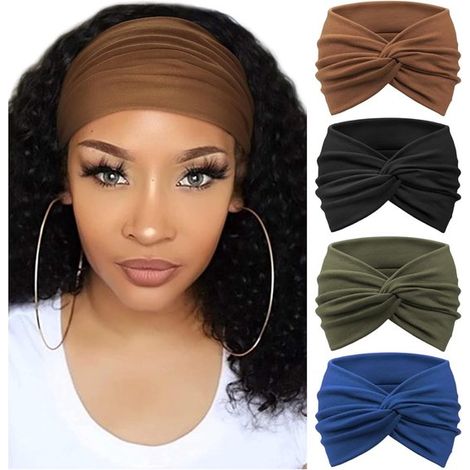 Paquete de 4 diademas estilo pañuelo para mujer - Varios colores (1/5)