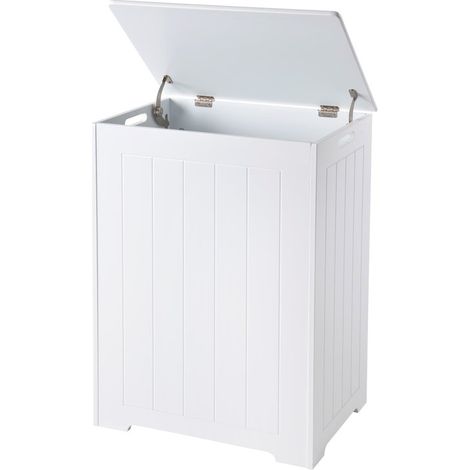 Chester Large Laundry Cabinet // 90+ Litre Capacity and Stay-up Hinges // White Scandinavian-inspired Storage for Bathroom and Bedroom (1/5)