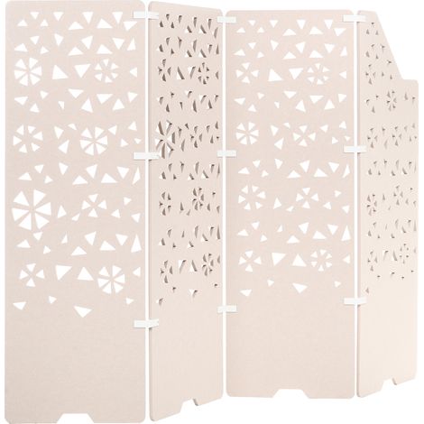 Biombo con 4 paneles para privacidad separador de ambientes de oficina plegable beige claro Starry (1/5)