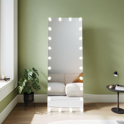 SONNI Standspiegel mit Dimmbarer LED-Beleuchtung, 3 Beleuchtungsmodi und 26 Abnehmbare Leuchtmittel, Vertikal oder Wandmontiert, 1600 x 600 x 20 mm (1/5)
