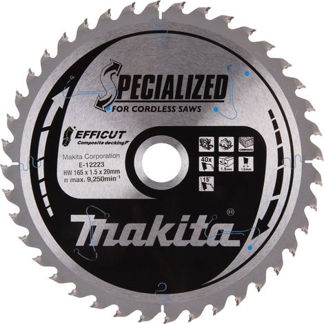 Makita Efficut TCT Saw Blade 165mm x 20mm 40T