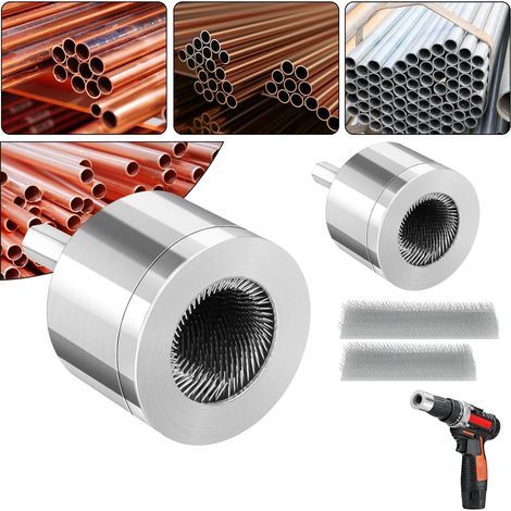 Nettoyeur de Tuyaux en Cuivre Métallique - 2 Pièces, Brosse pour Nettoyer Tuyaux en Cuivre, Outil de Plomberie Drills (1/5)