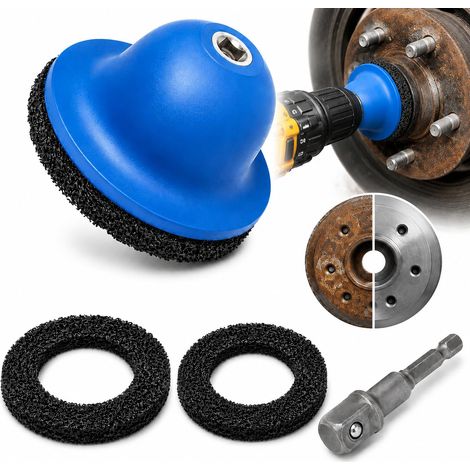 Lot de 4 ponceuses de moyeu de roue de voiture - Diamètre intérieur : 90 mm - Diamètre extérieur : 150 mm - Avec 2 disques abrasifs - Adaptateur hexagonal 1/4" - Plateau de nettoyage pour changement (1/5)