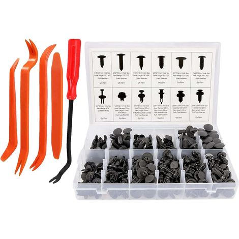 Lot de 240 Clips de Fixation de Pare-Chocs avec Outil de Dépose, Rivets Plastiques pour Carrosserie et Garniture Automobile (1/5)