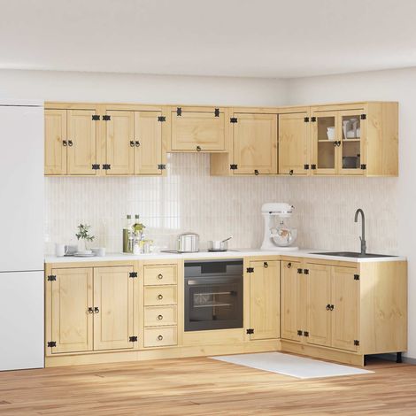 Schrank mit Regal SKI 10 pcs Honigbraun Massives Kiefernholz