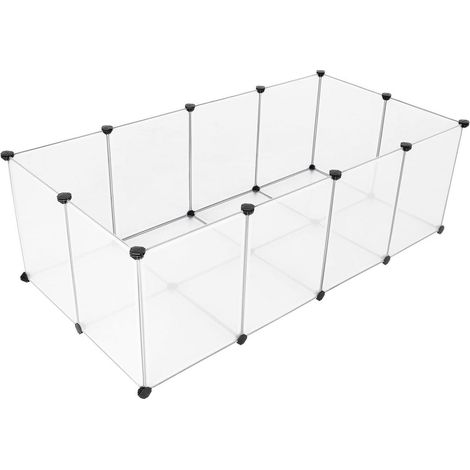 Recinto per piccoli animali base gabbia modulare per cavie criceti conigli roditori piccoli animali domestici 143 x 73 x 46 cm pannelli trasparenti 120005398