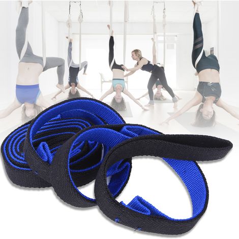 Sangle d'étirement Yoga 2 mètres pour souplesse et étirements - Équipement Fitness (Bleu Noir) (1/5)