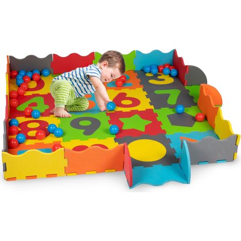 Tapis de puzzle en mousse 3 en 1 pour enfants avec 40 balles et sac de rangement (1/5)