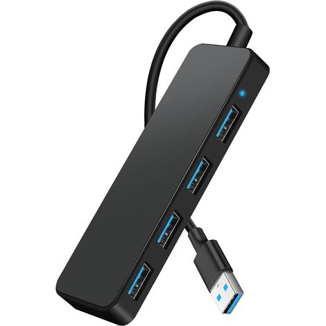 Hub USB 3.0, 4 Ports Multiprise USB, Ultra Fin 5 Gbps Adaptateur Multi USB, Répartiteur pour MacBook Pro/Air, iMac, Surface Pro, XPS, PC, Souris, Imprimante, Clavier, Dell, Disque Dur (1/5)