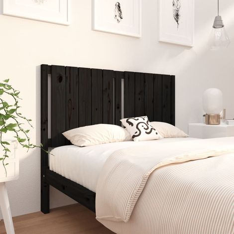 Tête de lit magnifique - Armoire de Tête de lit pour Chambre - Noir 125,5x4x100 cm Bois massif de pin -50793 (1/5)