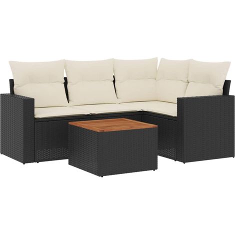 Maison Exclusive - Set de muebles de jardín 5 pzas y cojines ratá (1/3)