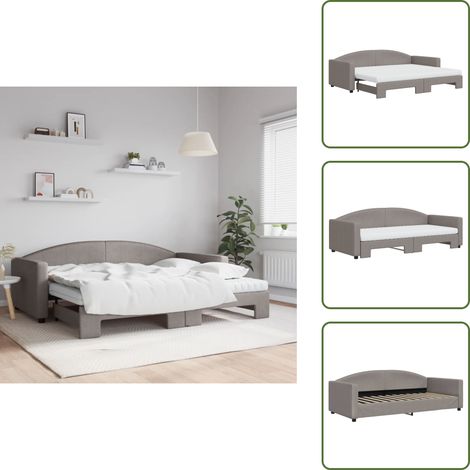 Doppelbett - vidaXL Tagesbett Ausziehbar mit Matratzen Taupe 90x200 cm Stoff - Matratze (1/5)