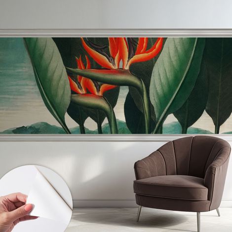 Papier peint adhésif décoratif pour chambre et salon Design moderne à poser facilement Fleurs exotiques 250x104 cm (1/5)