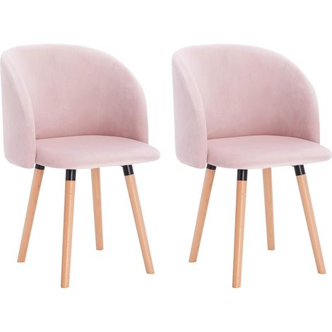 WOLTU Juego de 2 sillas de comedor, silla de cocina, asiento de terciopelo y patas de madera maciza, color rosa (1/5)