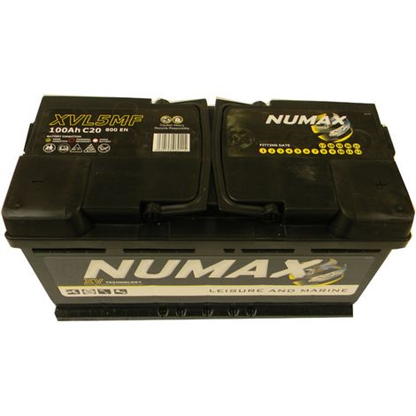 Numax – Batterie voiture 12V 100Ah – XVL5MF – Démarrage rapide 800A – Pour bateaux et camping-cars – CA/CA épaisses (1/2)